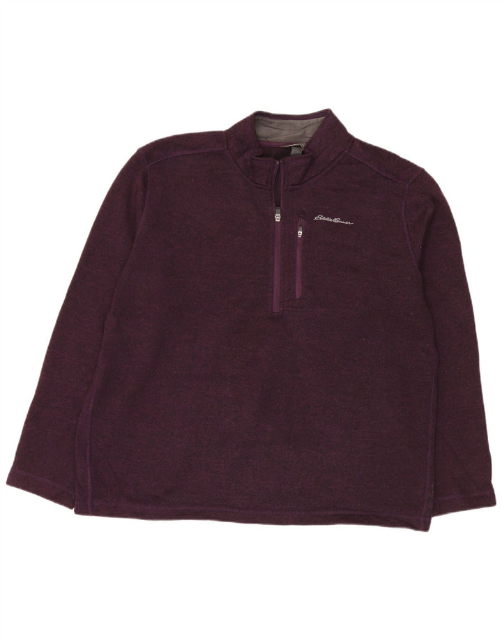 EDDIE BAUER Sudadera con cuello y cremallera para hombre Jersey XL Poliéster moteado morado