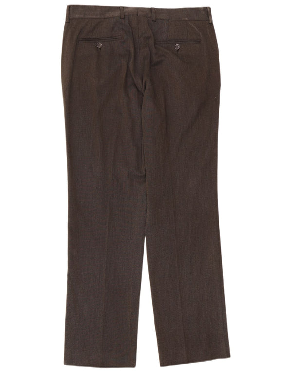 Zara Pantalón de traje recto para hombre EU 44 Large W34 L33 Marrón Poliéster