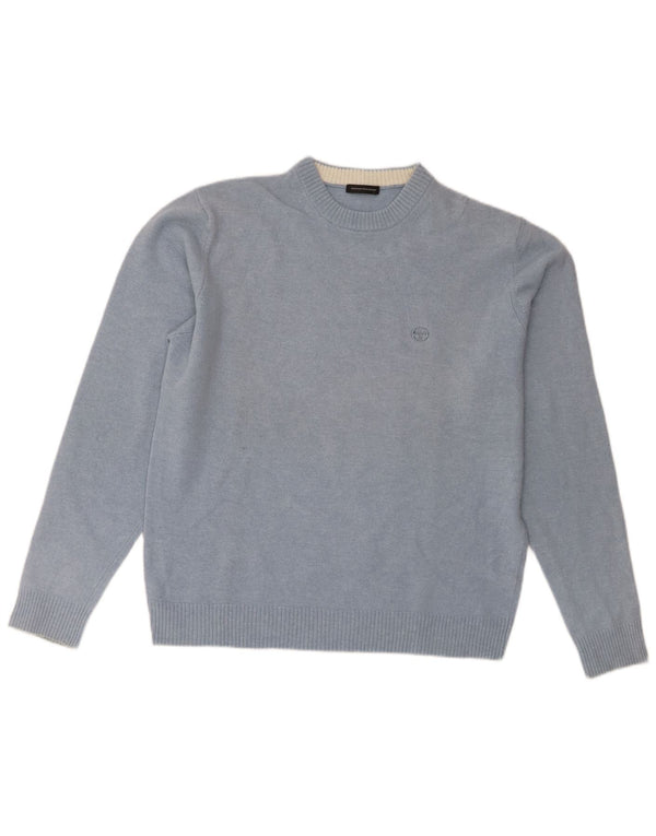 Sergio Tacchini Jersey de cuello redondo para mujer UK 40 XL Lana de cordero azul