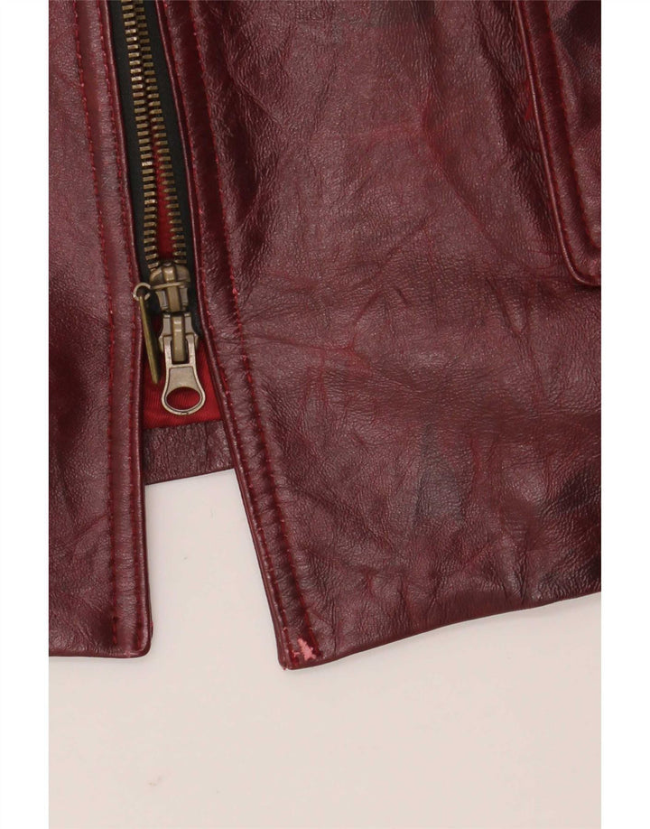 Vintage mujer chaqueta de cuero Reino Unido 26 5XL Borgoña