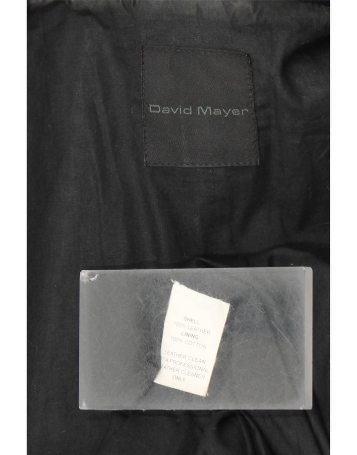 DAVID MAYER Chaqueta de cuero para hombre UK 38 Medium Black Leather
