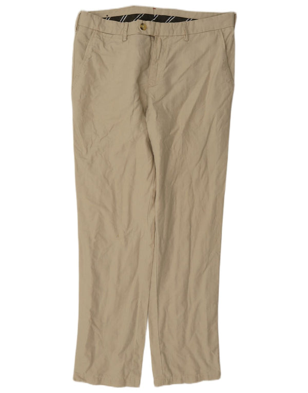 Tommy Hilfiger Pantalón chino recto para hombre W33 L30 Lino beige