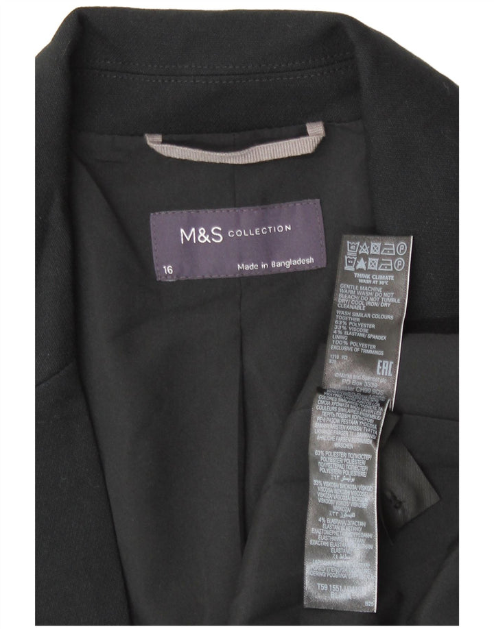 Marks & Spencer Chaqueta tipo blazer con 1 botón para mujer UK 46 Grande Poliéster negro