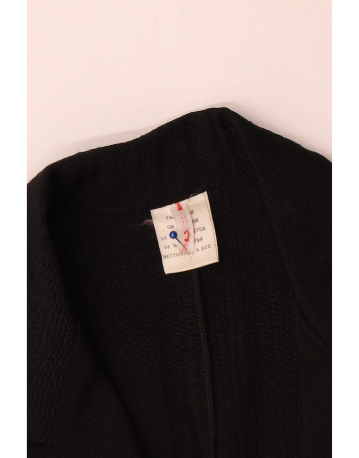 Vintage mujer crop doble pecho Blazer chaqueta Reino Unido 16 grande negro