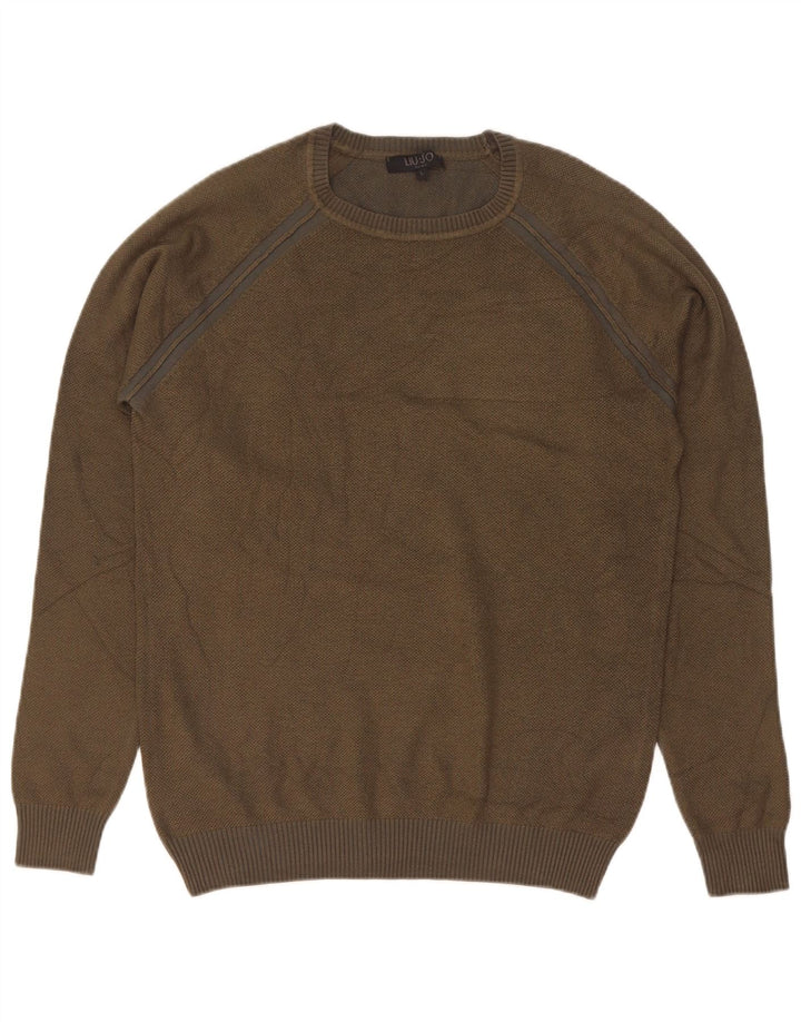 Liu Jo Jersey con Cuello Redondo para Hombre, Viscosa Caqui, Grande