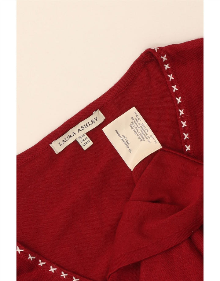 LAURA ASHLEY Suéter tipo cárdigan para mujer UK 40 Viscosa roja mediana