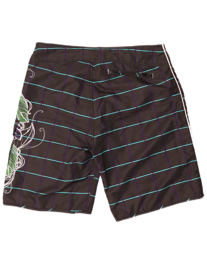 Jack & Jones Bañador con estampado gráfico para hombre, talla grande, poliéster floral negro