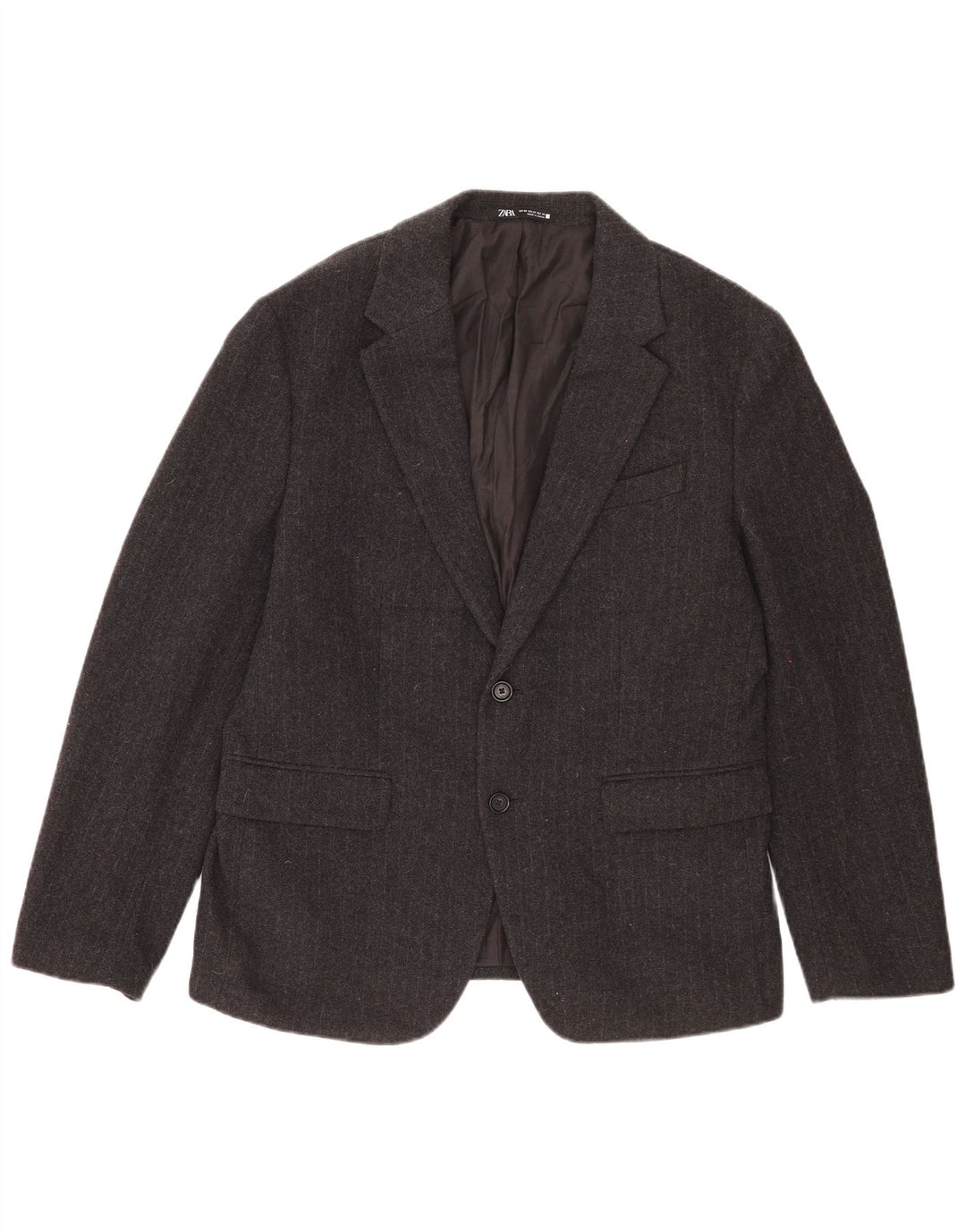 Zara Chaqueta Blazer De 2 Botones Para Hombre EU 52 Grande Gris Lana A Rayas