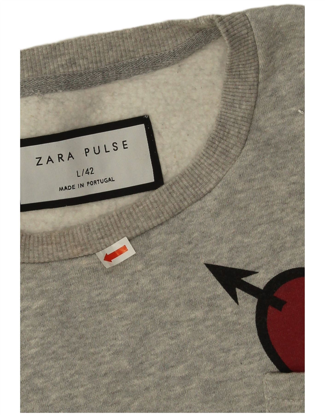 Zara Hombre Sudadera Jumper Large Gris Moteado Corazón
