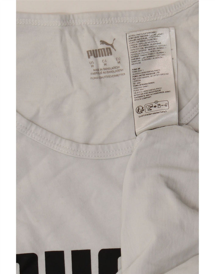 Puma Mujer Gráfico Chaleco Top UK 14 Medio Algodón Blanco