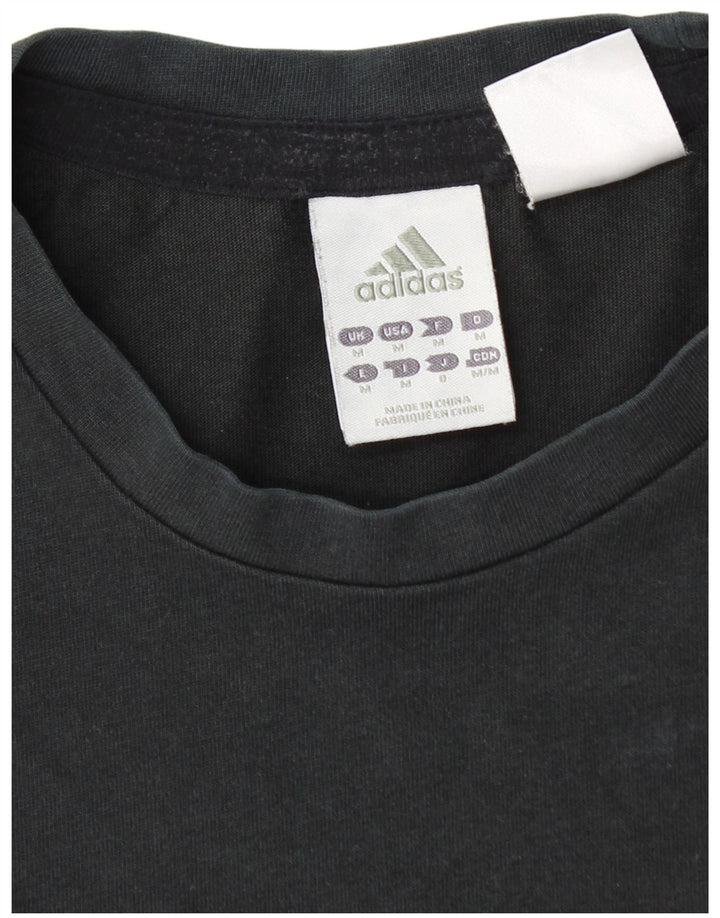 ADIDAS Camiseta gráfica para mujer Top UK 44 Mediano Algodón negro
