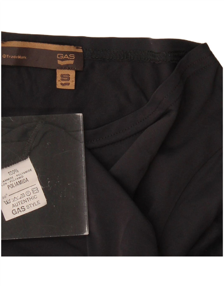 Gas - Top corto para mujer, manga larga, talla 40, talla pequeña, poliamida negra