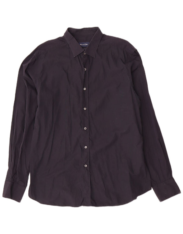 MASSIMO DUTTI Camisa Hombre Slim Fit XL Azul Marino Algodón