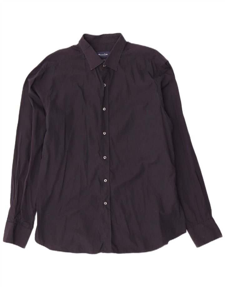 MASSIMO DUTTI Camisa Hombre Slim Fit XL Azul Marino Algodón