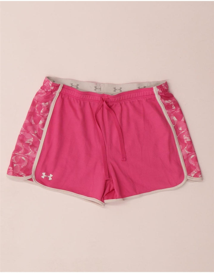 UNDER ARMOUR Pantalones cortos deportivos Heat Gear para mujer Reino Unido 14 Mediano Rosa Geométrico