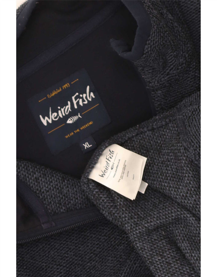 Weird Fish Sudadera con cuello y cremallera para hombre Jersey XL Azul marino Poliéster