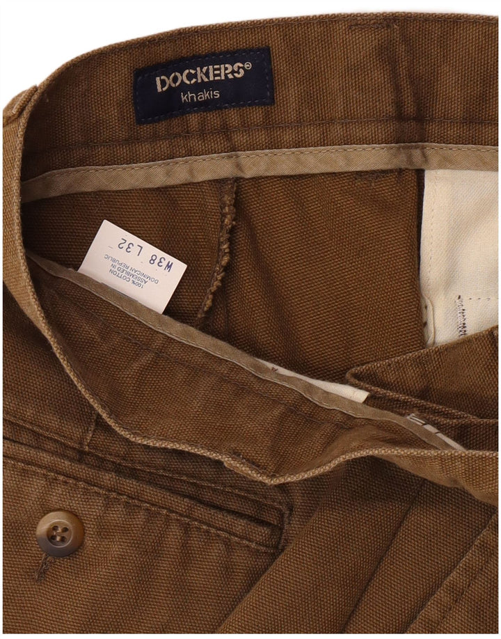 Dockers Pantalón chino con pinzas color caqui para hombre W38 L32 Algodón beige clásico