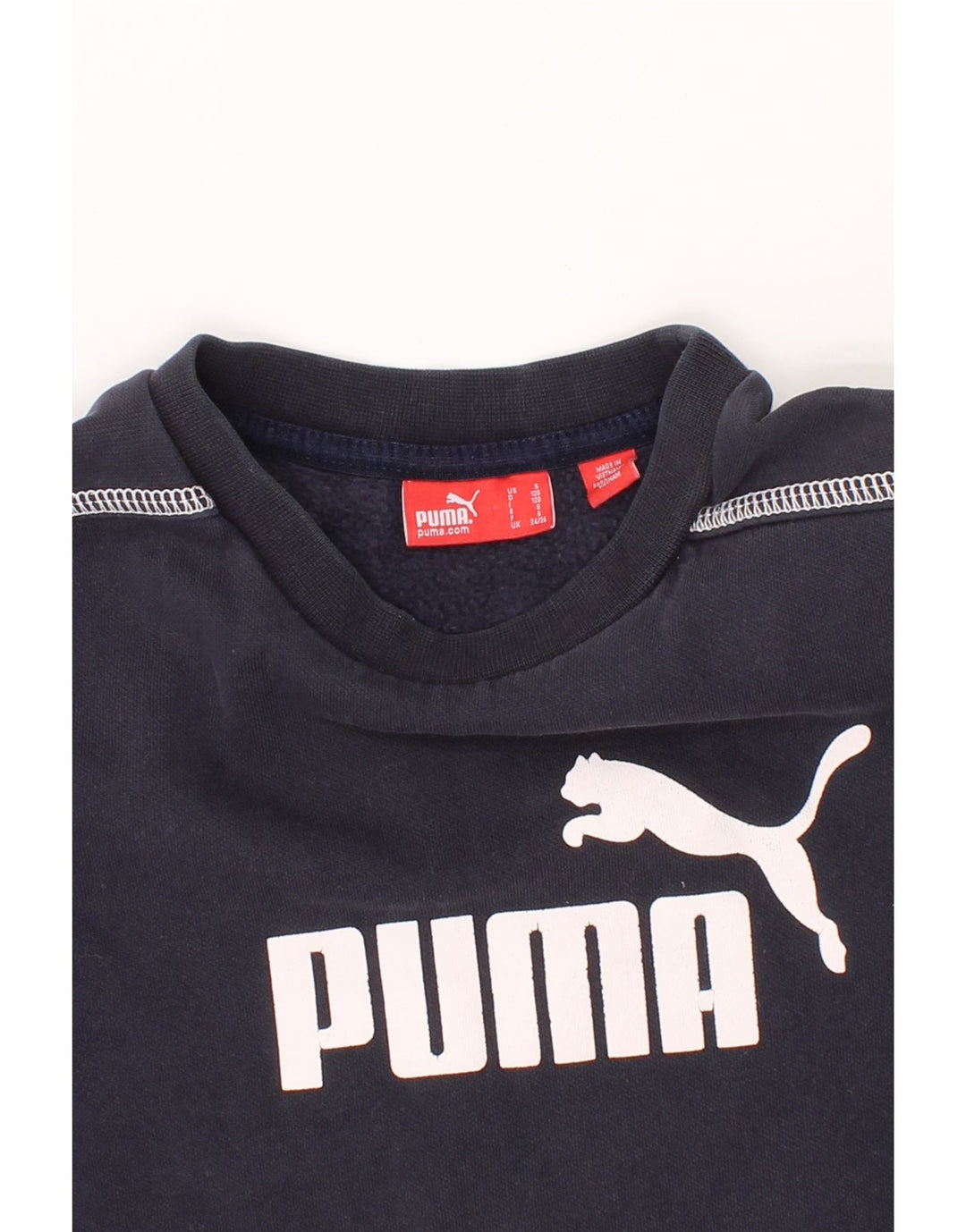 PUMA Boys Graphic Sweatshirt Jumper 7-8 Years Small  Navy Blue Cotton Vintage Puma and Second-Hand Puma from Messina Hembry 