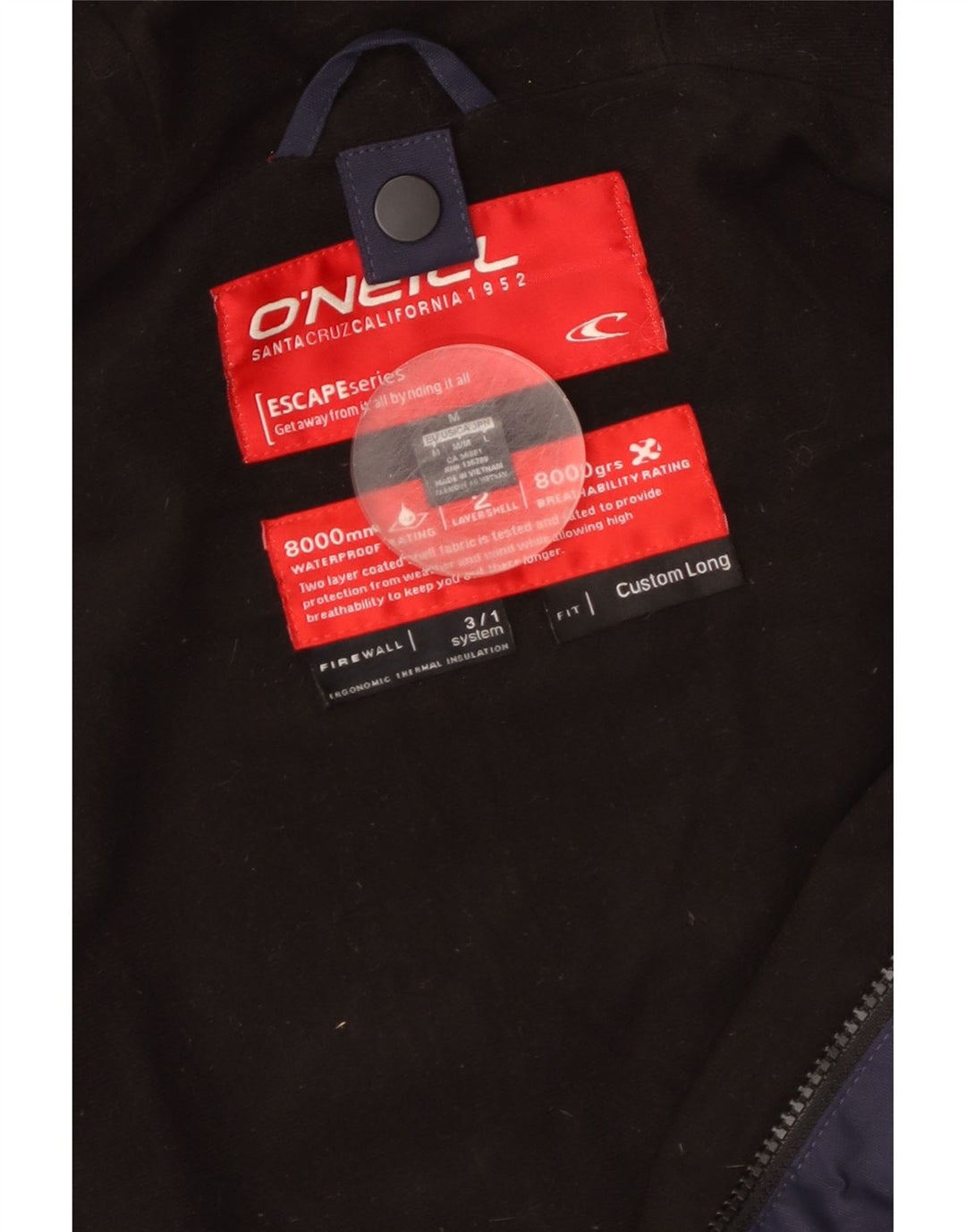 O'Neill Chaqueta cortavientos con capucha para hombre UK 38 Medium Azul marino Colorblock