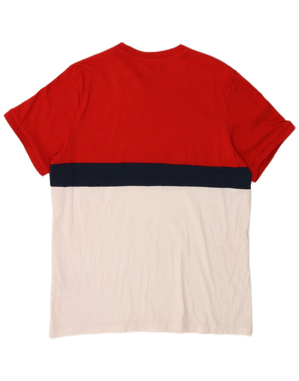 Adidas Hombre Camiseta Top Grande Rojo Colorblock Algodón