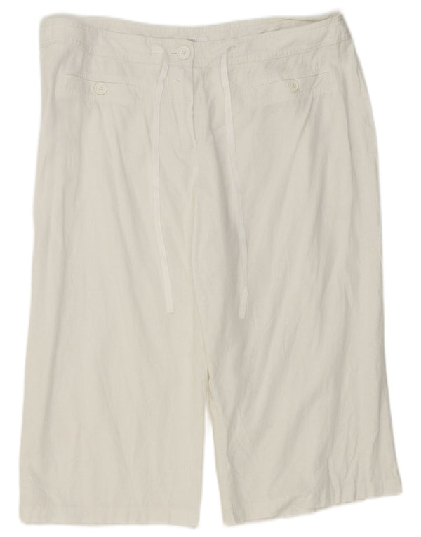 Marks & Spencer Bermudas para Mujer UK 18 XL W38 Lino Blanco