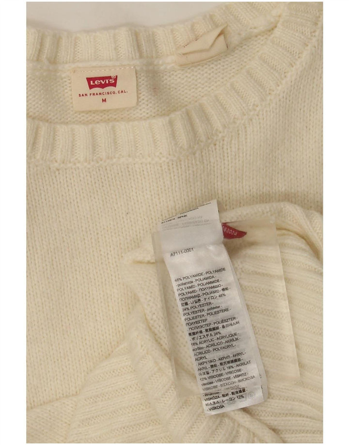 Levi's Suéter tipo jersey con cuello barco para mujer UK 12 Medium Off White Poliamida