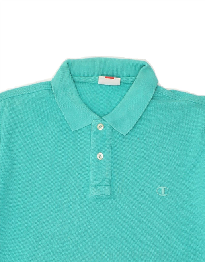 CHAMPION Mens Polo Shirt Medium Blue Cotton | Vintage Champion | Thrift | Second-Hand Champion | Used Clothing | Messina Hembry 