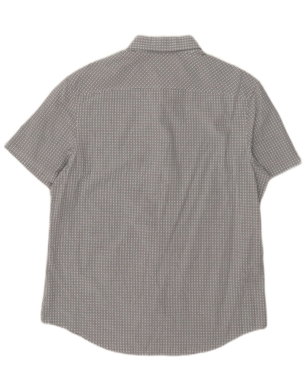 Penguin Camisa Heritage de manga corta y corte entallado para hombre, talla grande, color azul geométrico