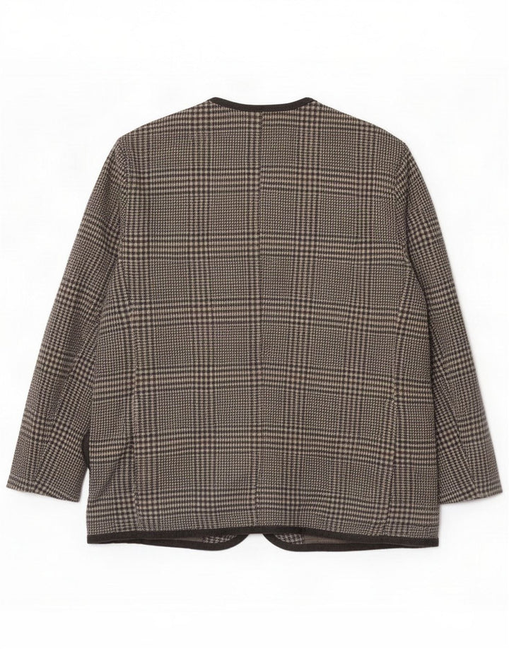 Chaqueta blazer vintage extragrande con 4 botones para mujer IT 43 Cuadros gris medio