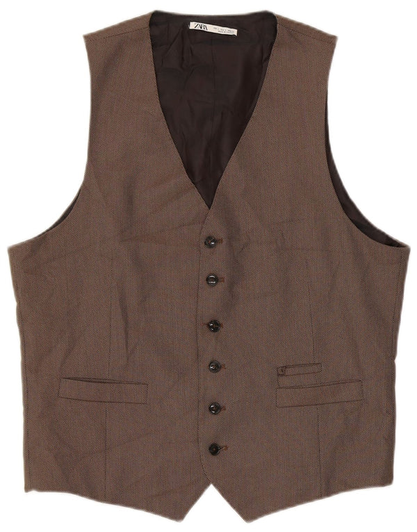 Zara Hombre Chaleco Grande Gris Poliéster