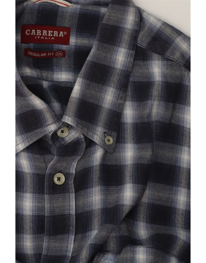 CARRERA Camisa de franela de ajuste regular para hombre 2XL Azul marino a cuadros