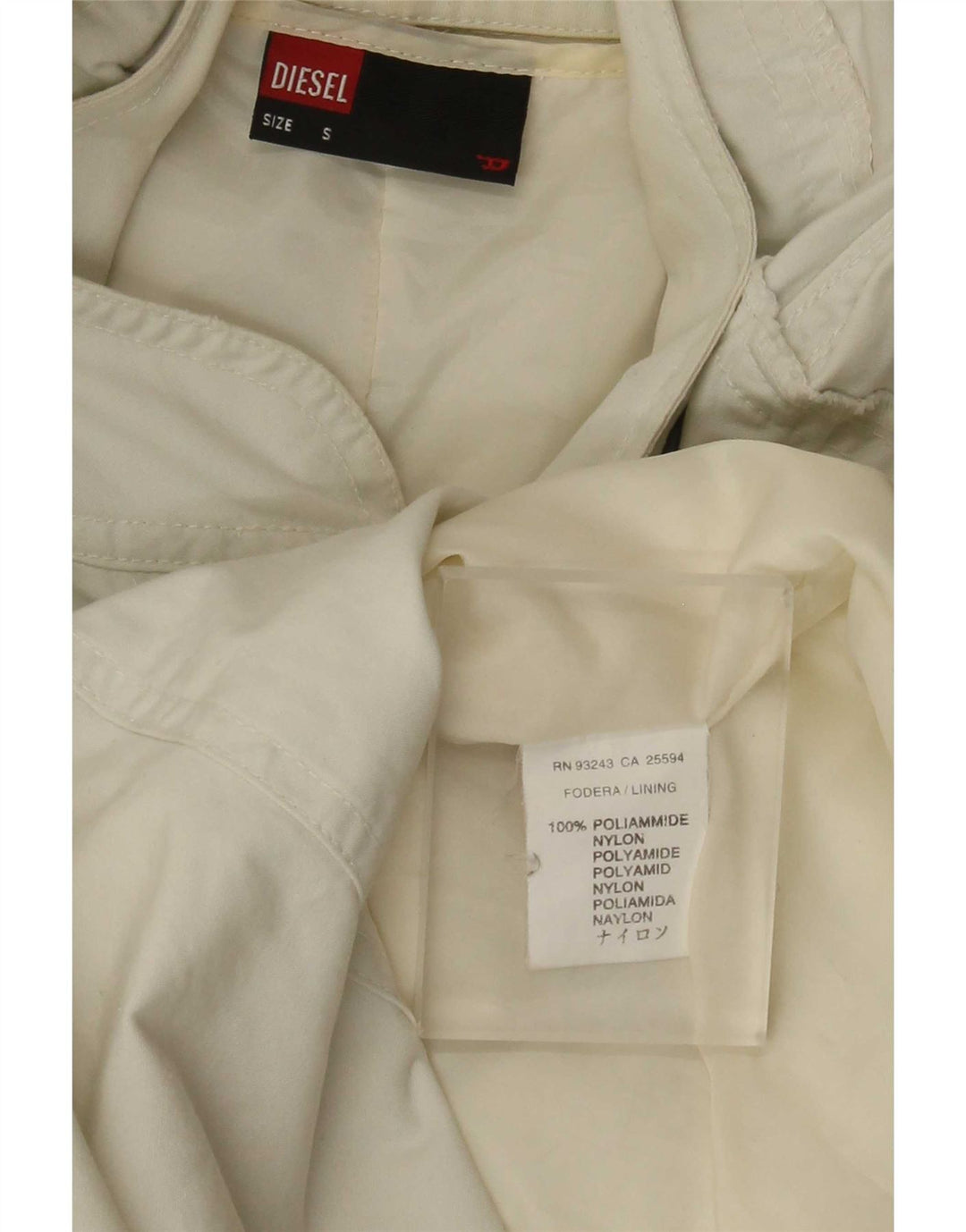 Diesel Chaqueta Parka Con Capucha Para Mujer UK 10 Small White Polyamide