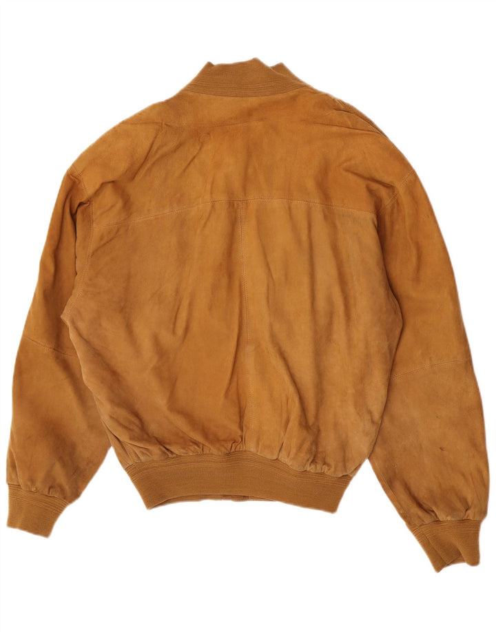 Vintage hombres ante bomber chaqueta IT 48 cuero marrón medio