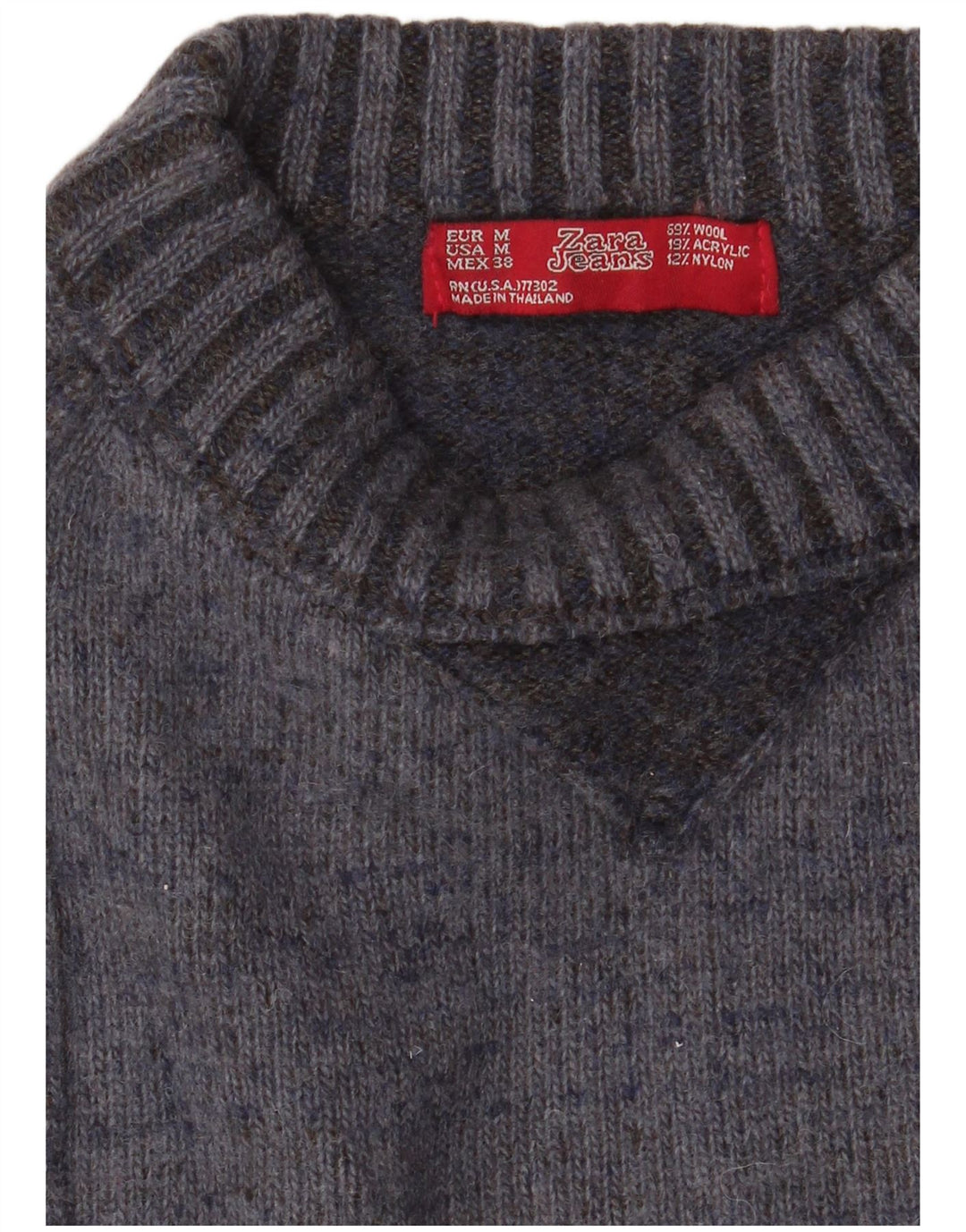Zara Hombre Jersey De Cuello Redondo De Lana Color Block Gris Medio