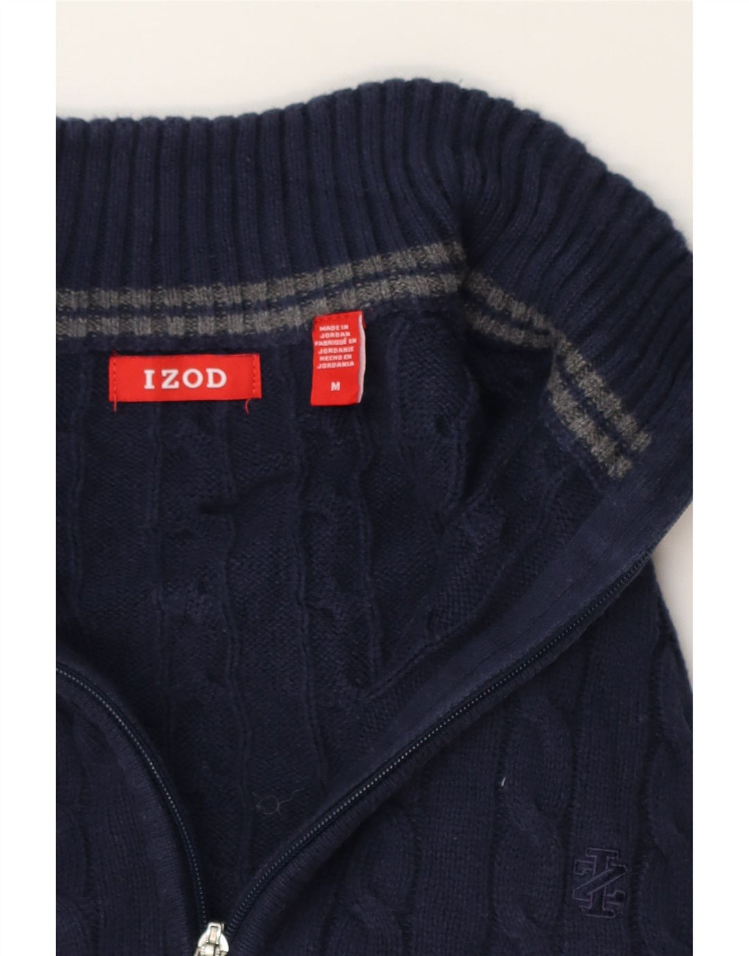 Izod Hombre Jersey Con Cremallera Y Cuello Jersey De Algodón Azul Marino Medio