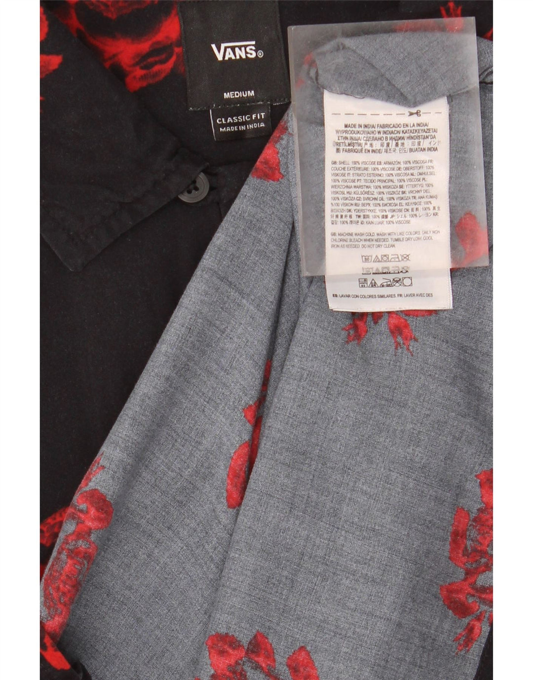 Camisa Vans Hombre Manga Corta Corte Clásico Medium Black Floral Tropical