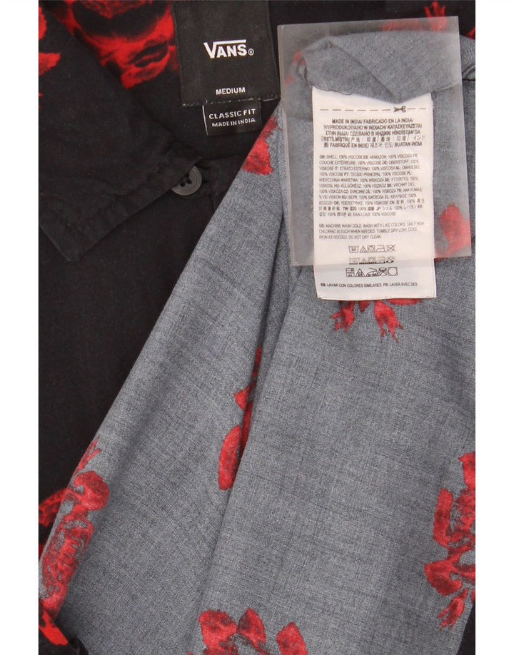Camisa Vans Hombre Manga Corta Corte Clásico Medium Black Floral Tropical