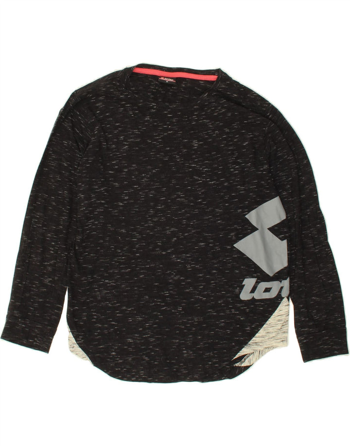 LOTTO Womens Top Long Sleeve UK 14 Medium Black Flecked Cotton Vintage Lotto and Second-Hand Lotto from Messina Hembry 