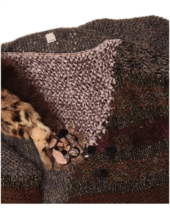 VINTAGE Jersey de cuello barco para mujer EU 40/42 Bloque de color gris medio