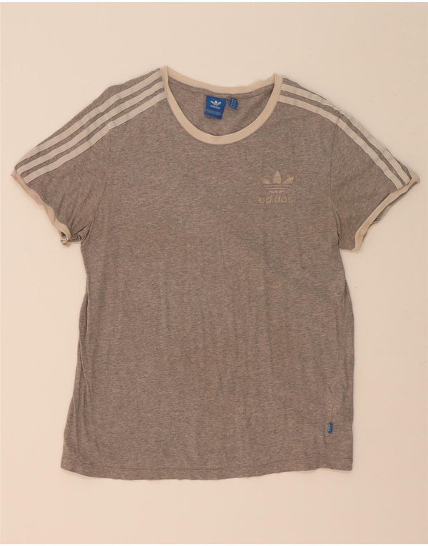 Adidas Camiseta Mujer Top UK 10 Small Gris Moteado Algodón