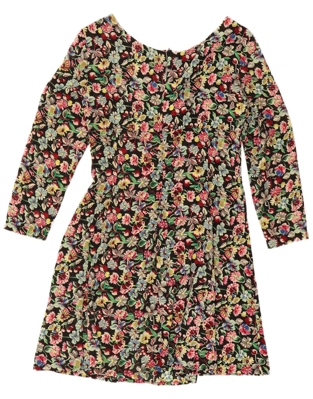 VINTAGE Vestido de manga larga para mujer IT 42 Floral multicolor medio
