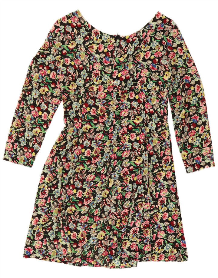VINTAGE Vestido de manga larga para mujer IT 42 Floral multicolor medio