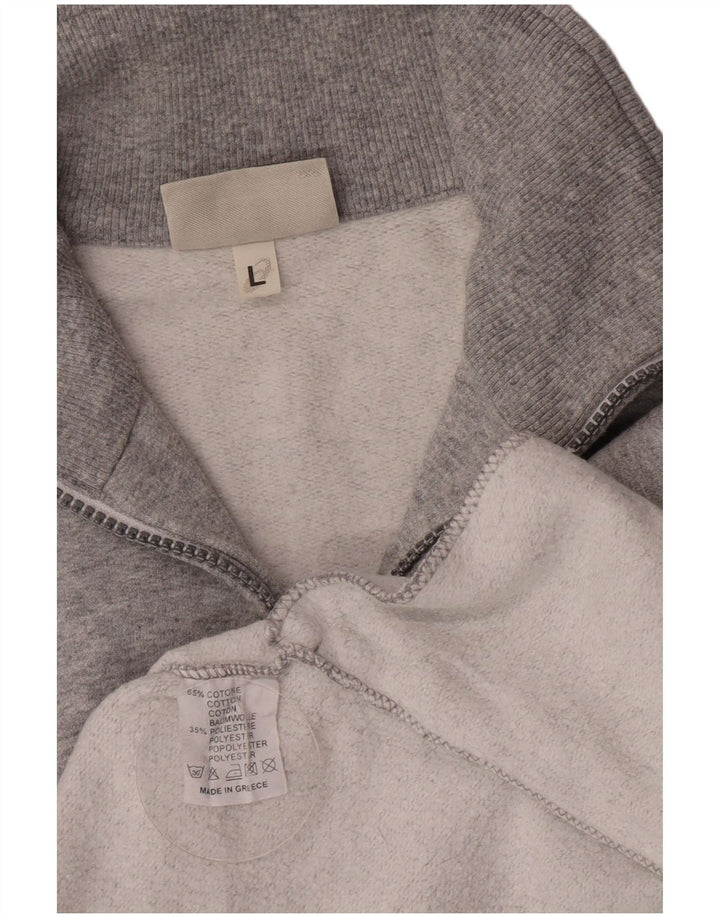 Asics Hombre Zip Neck Sudadera Jumper Grande Gris Algodón
