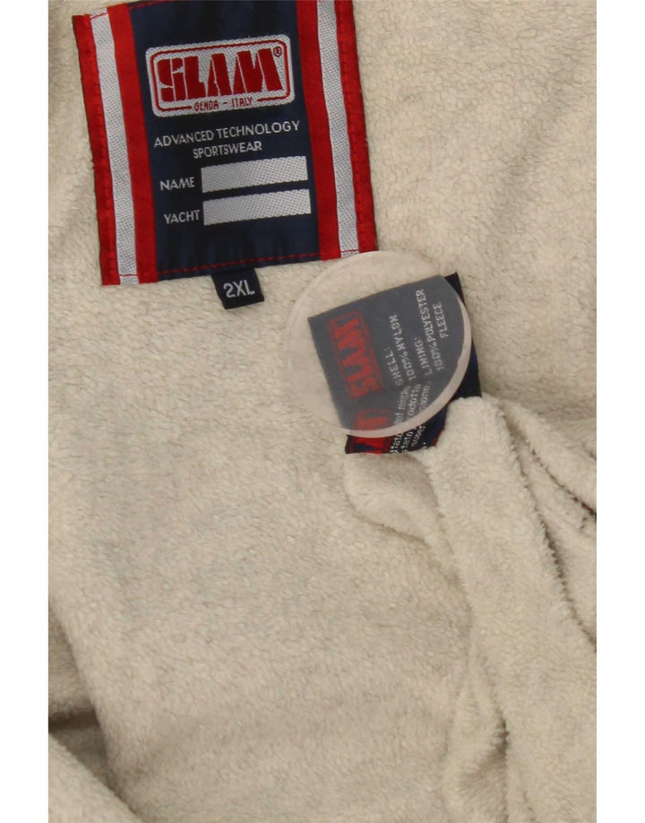 Slam Chaqueta Bomber con Capucha para Hombre UK 44 2XL Nylon Blanco Roto