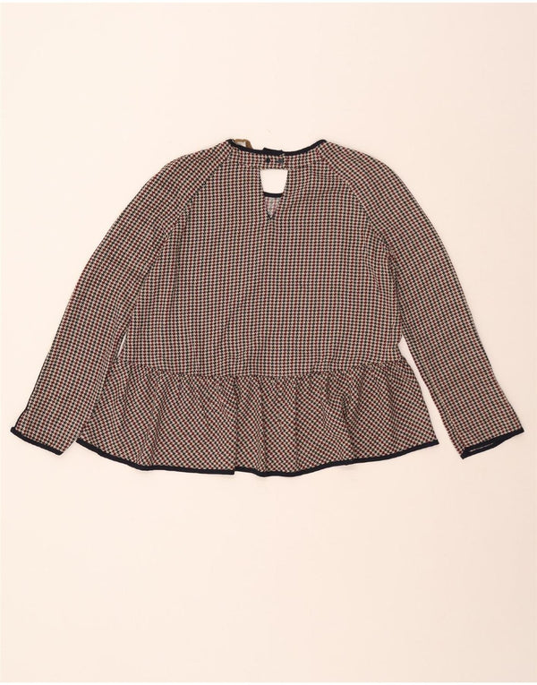 ZARA Mujer Blusa Manga 3/4 Top UK 40 Small Pata De Gallo Multicolor