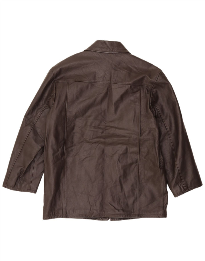 Abrigo de cuero VINTAGE para niños 15-16 años XL cuero marrón