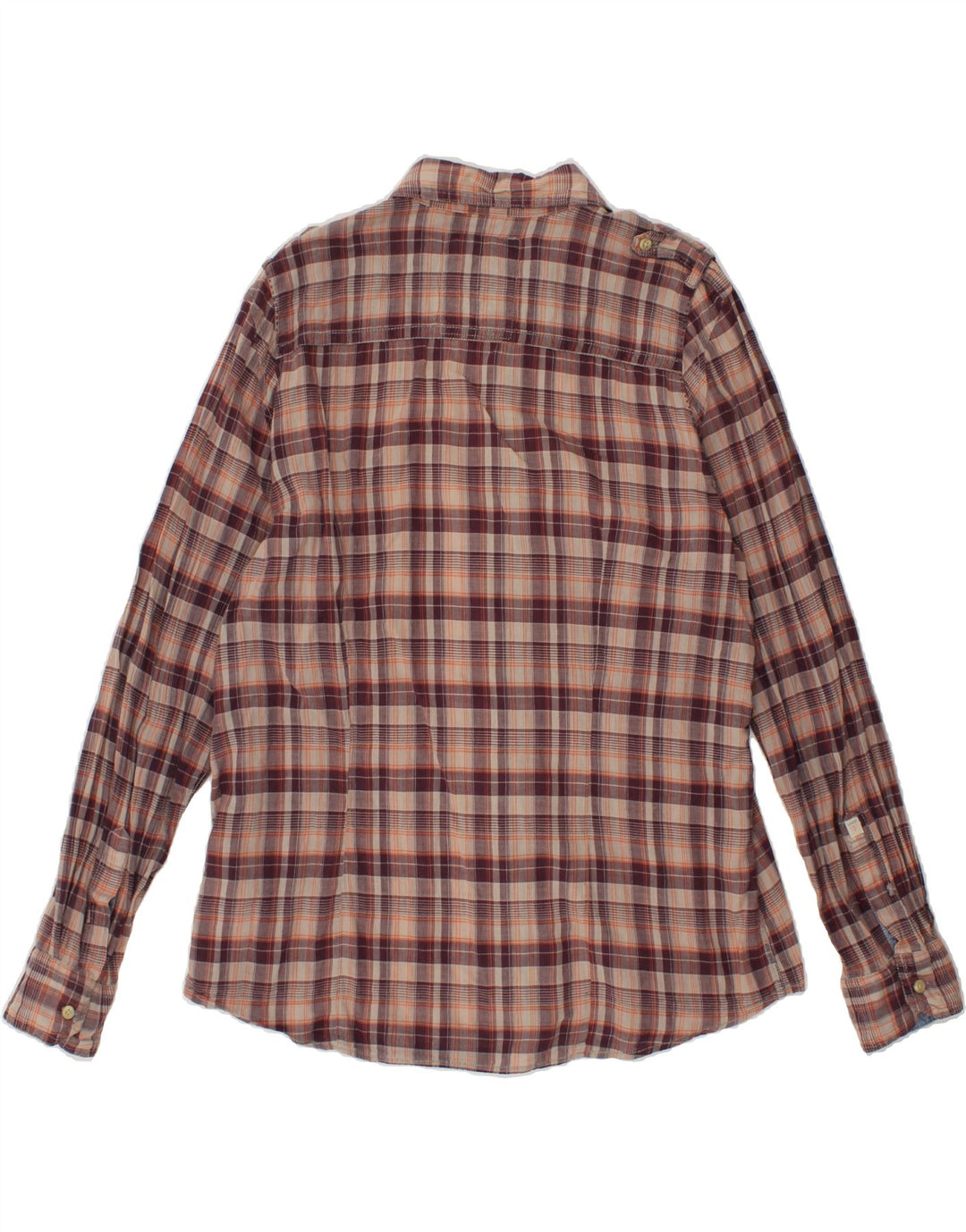GUESS Mens Shirt XL Maroon Check Cotton Vintage Guess and Second-Hand Guess from Messina Hembry 