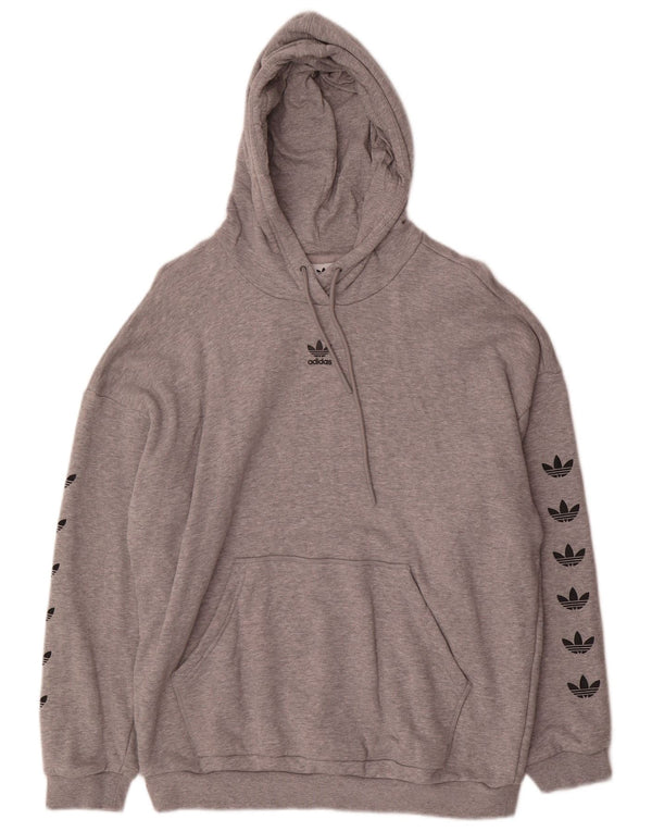 Adidas - Jersey con capucha para mujer, diseño gráfico de gran tamaño, talla 40, color gris medio moteado