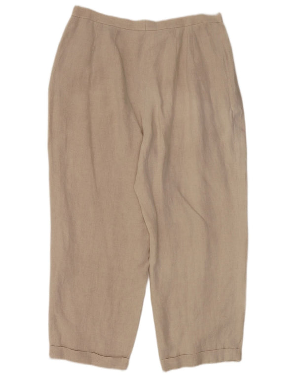 Marks & Spencer Pantalones cortos con pinzas para mujer UK 18 XL W32 L25 Beige Linen