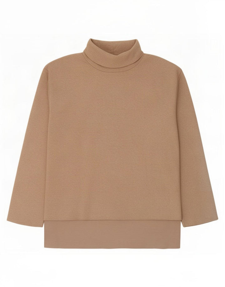 Zara Mujer Top Manga Larga ES 44 Poliéster Beige Medio